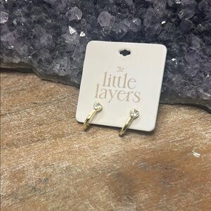 Gold Hoop Earrings with heart shape stone